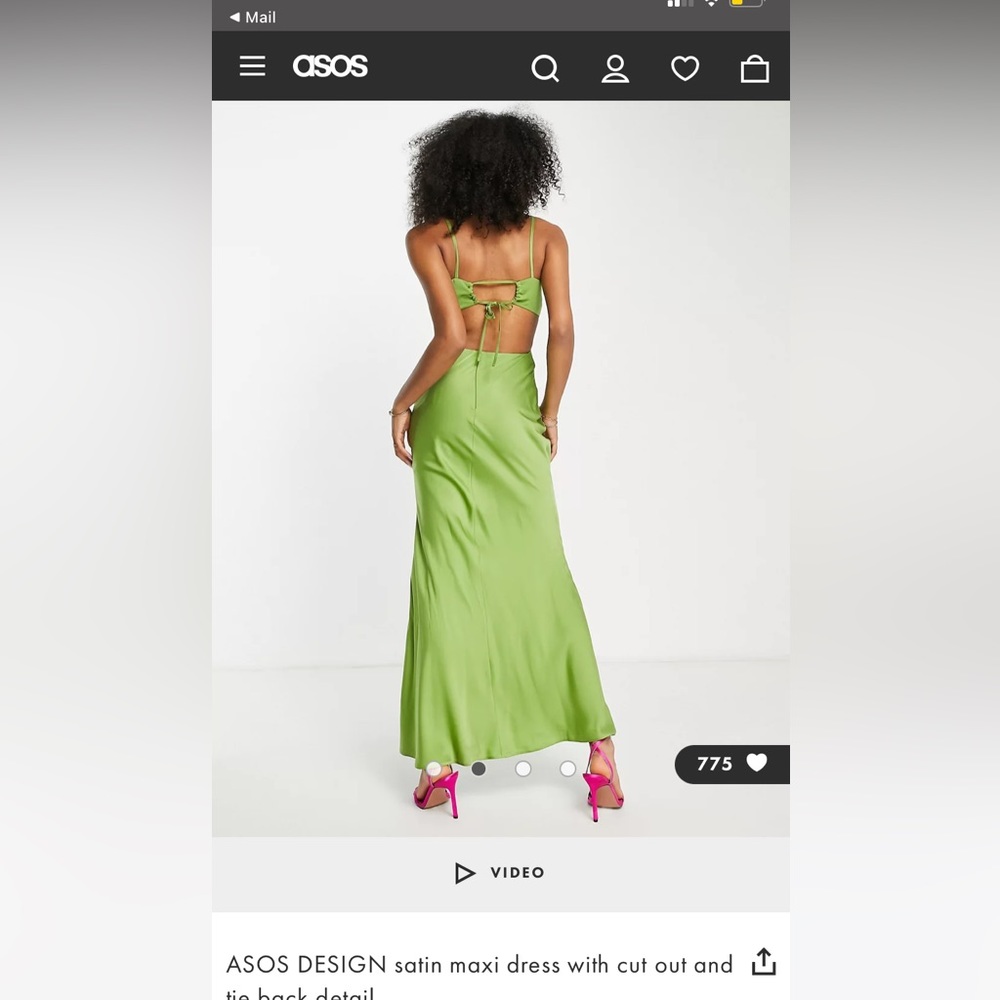 ASOS DESIGN satin maxi dress with cut out and tie back detail size 4 - Picture 2 of 6